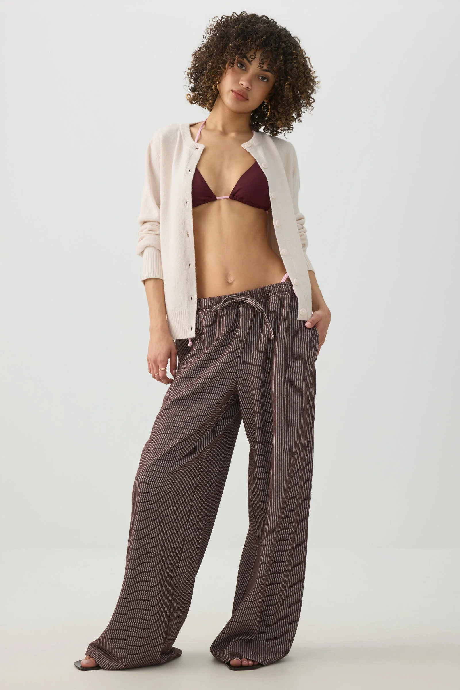 Textured Wide Leg Knit Pants - Image 2