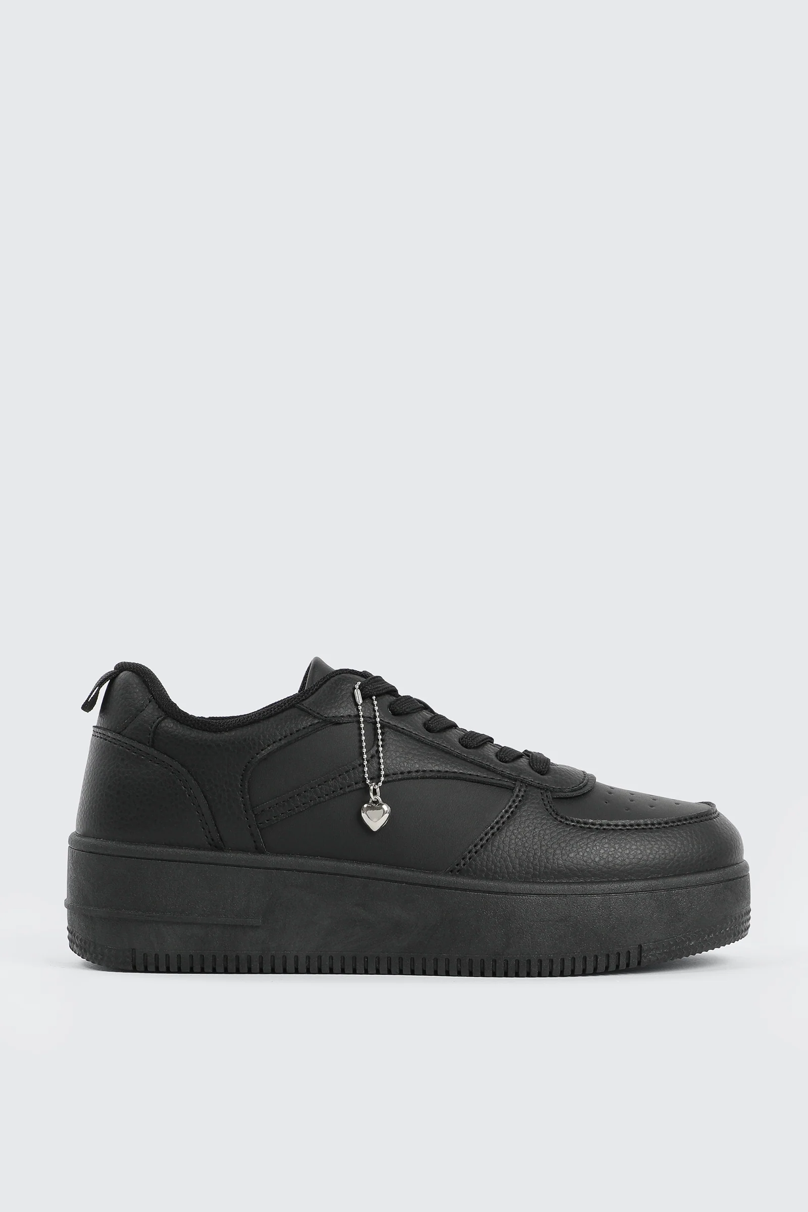 Thick Sole Court Sneakers with Charm