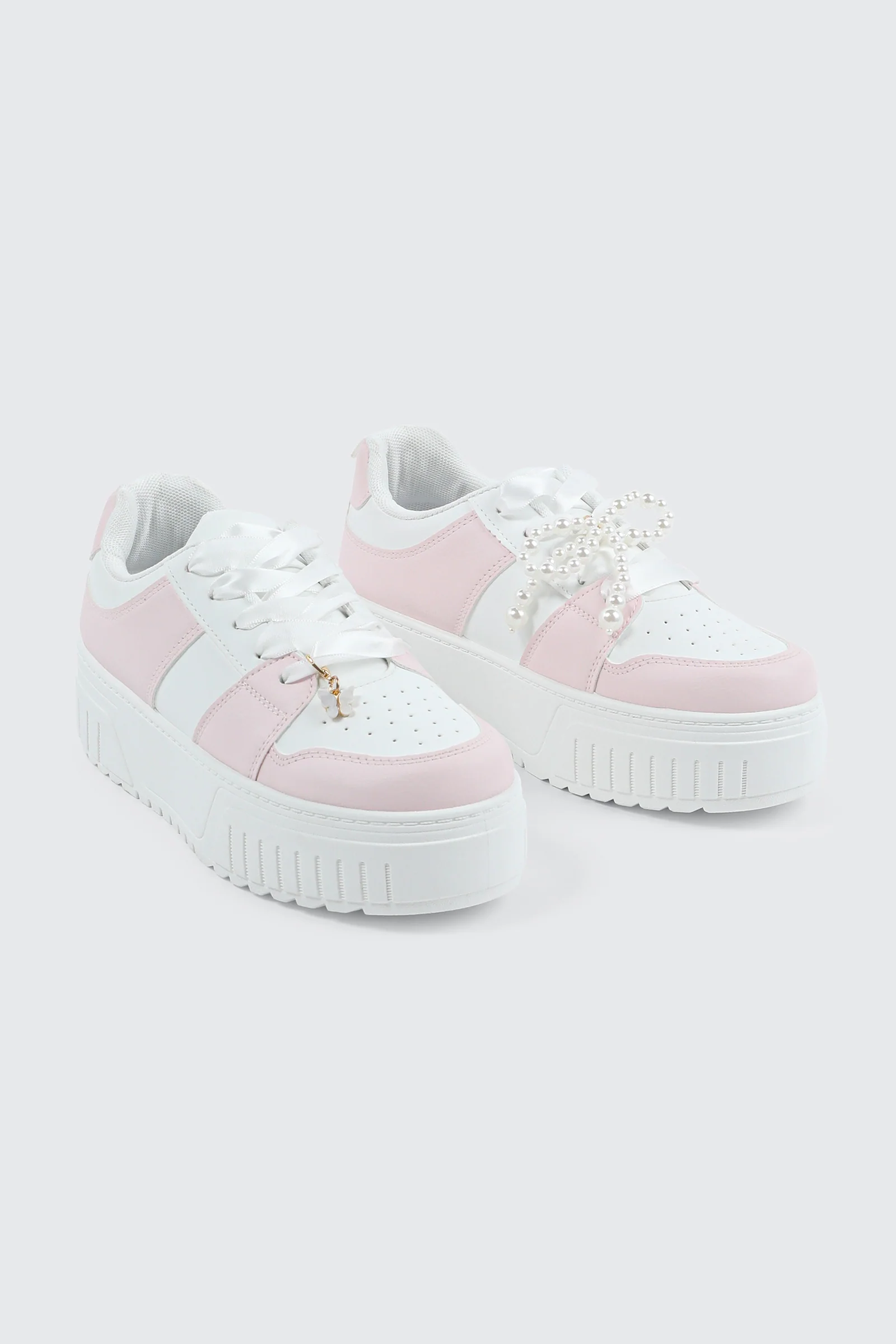 Thick Sole Court Sneakers with Charm - Image 2