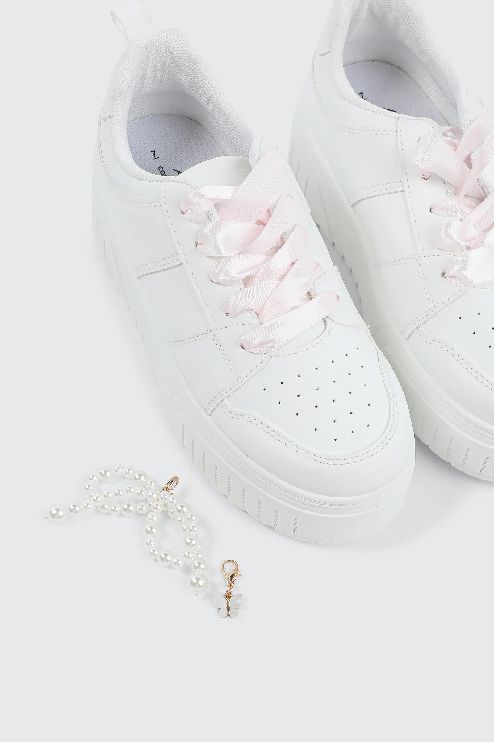 Thick Sole Court Sneakers with Charm - Image 5