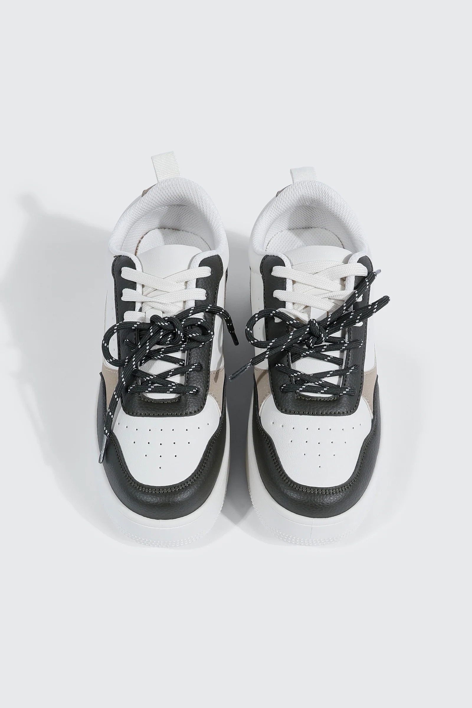 Thick Sole Court Sneakers with Double Lace Detail - Image 4