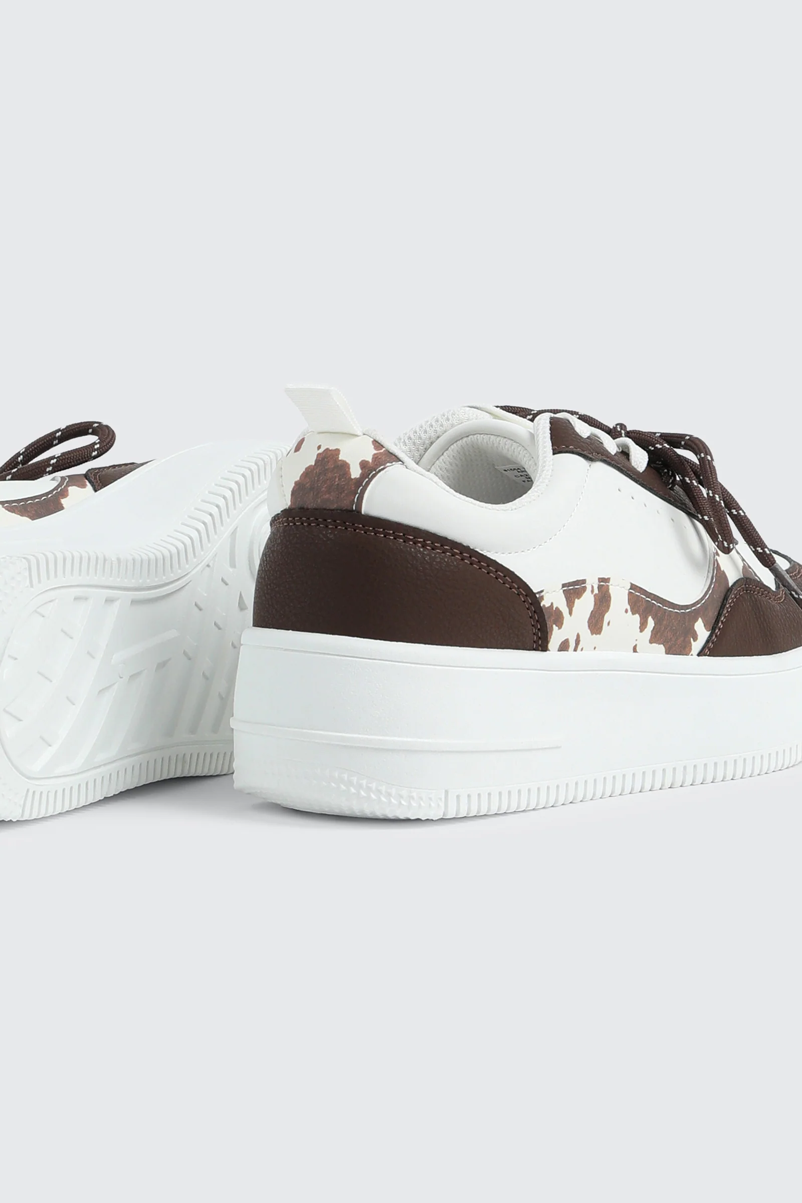 Thick Sole Court Sneakers with Double Lace Detail - Image 3