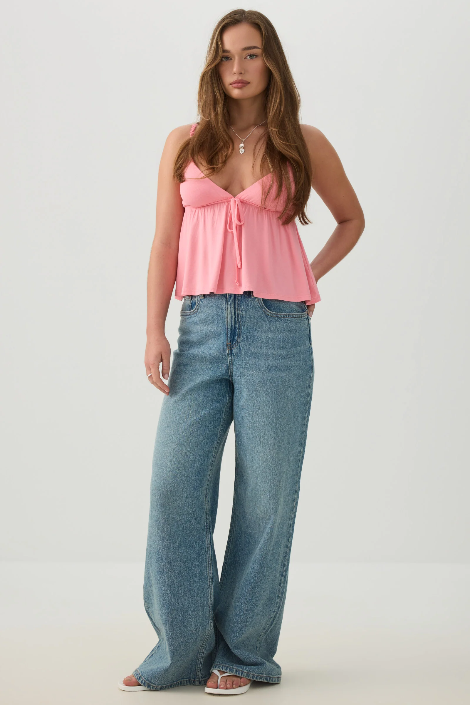 Tie Front Babydoll Tank Top - Image 3