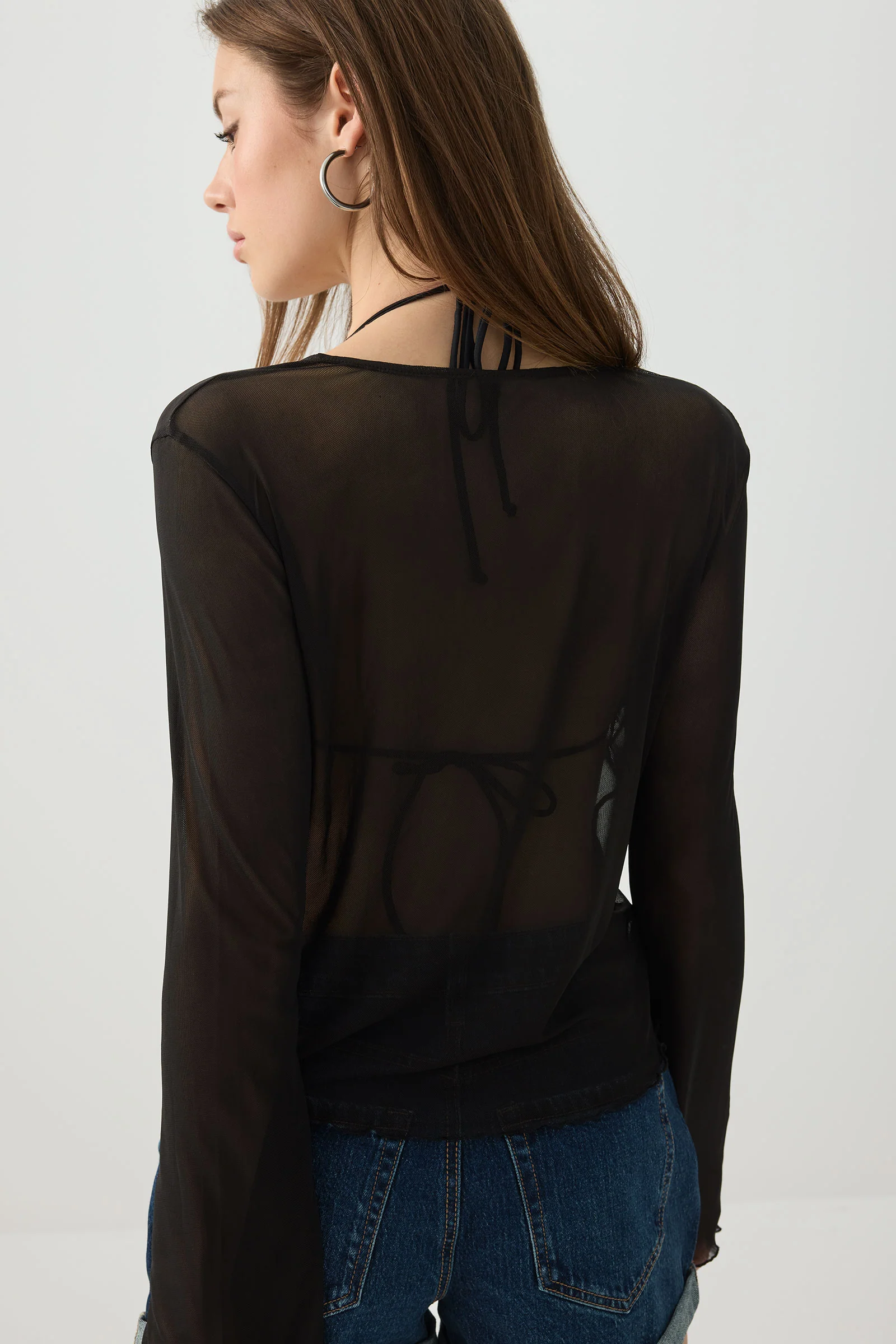 Tie Front Mesh Cardigan - Image 4
