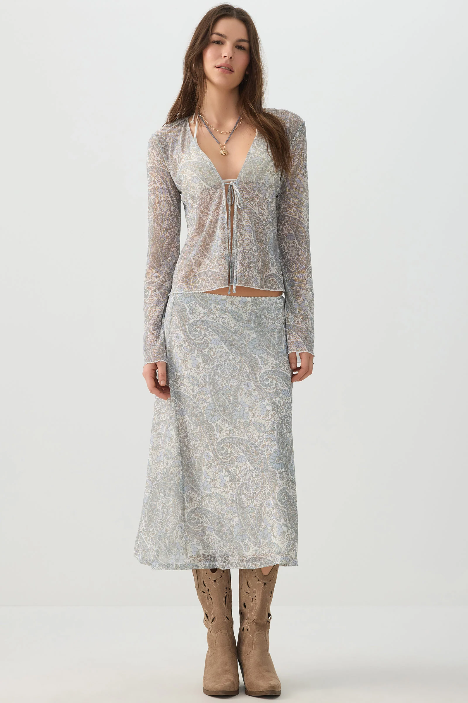 Tie Front Mesh Cardigan - Image 2