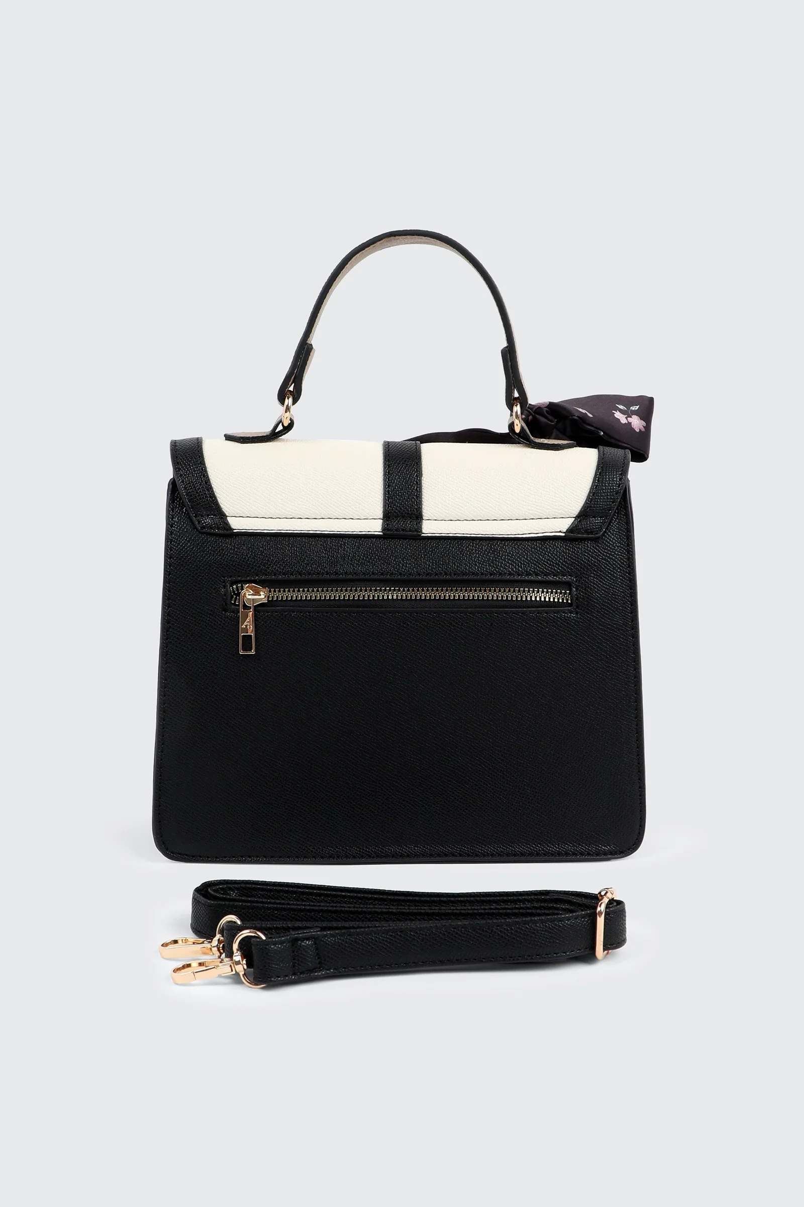 Top Handle Square Bag with Scarf Detail - Image 2