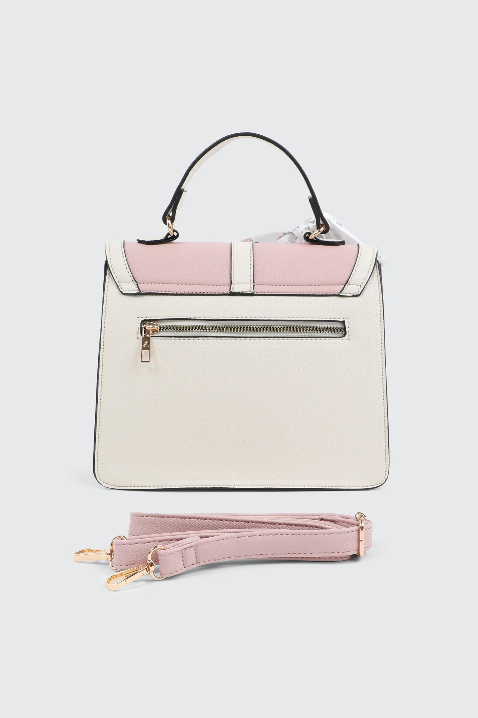 Top Handle Square Bag with Scarf Detail - Image 3