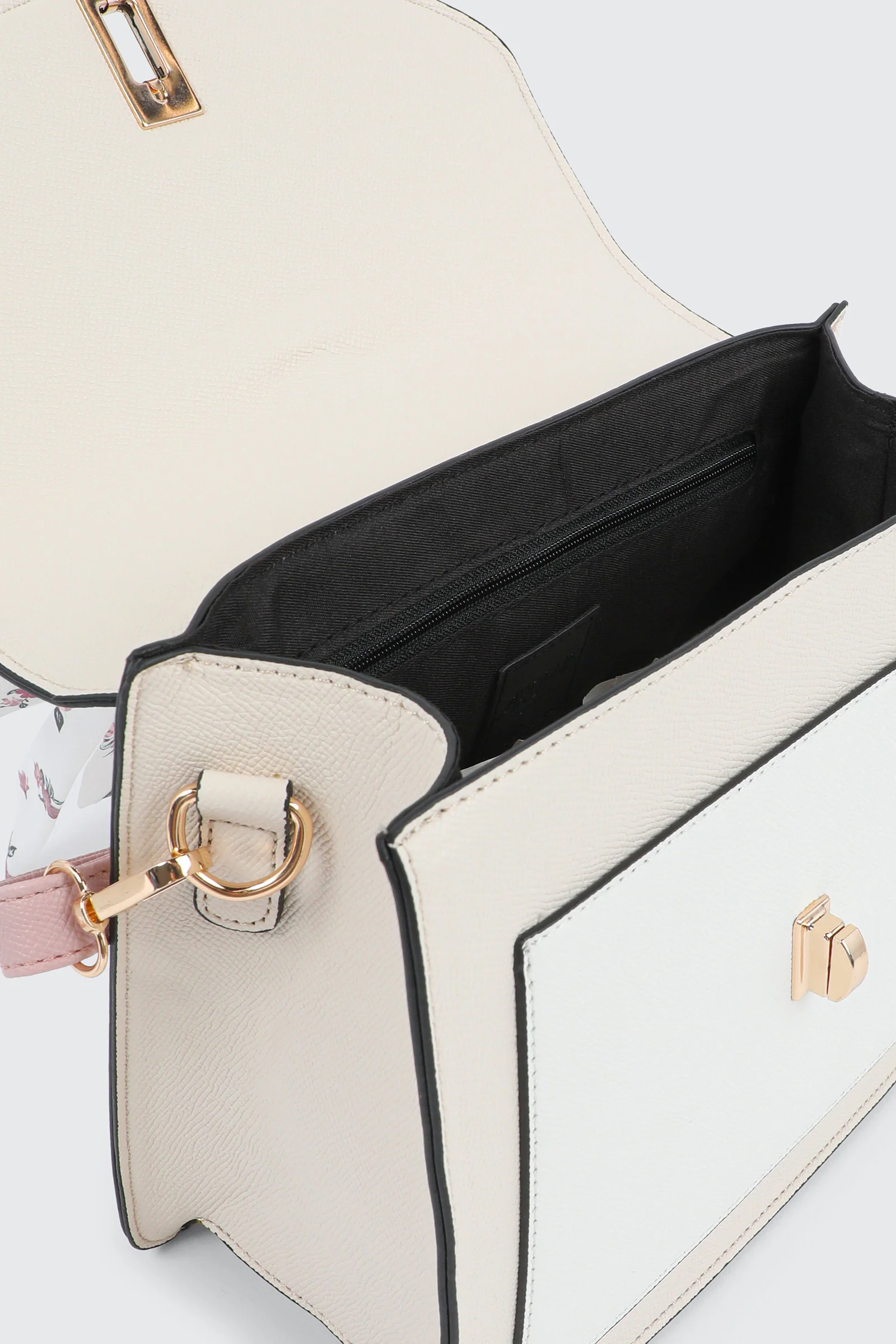 Top Handle Square Bag with Scarf Detail - Image 4
