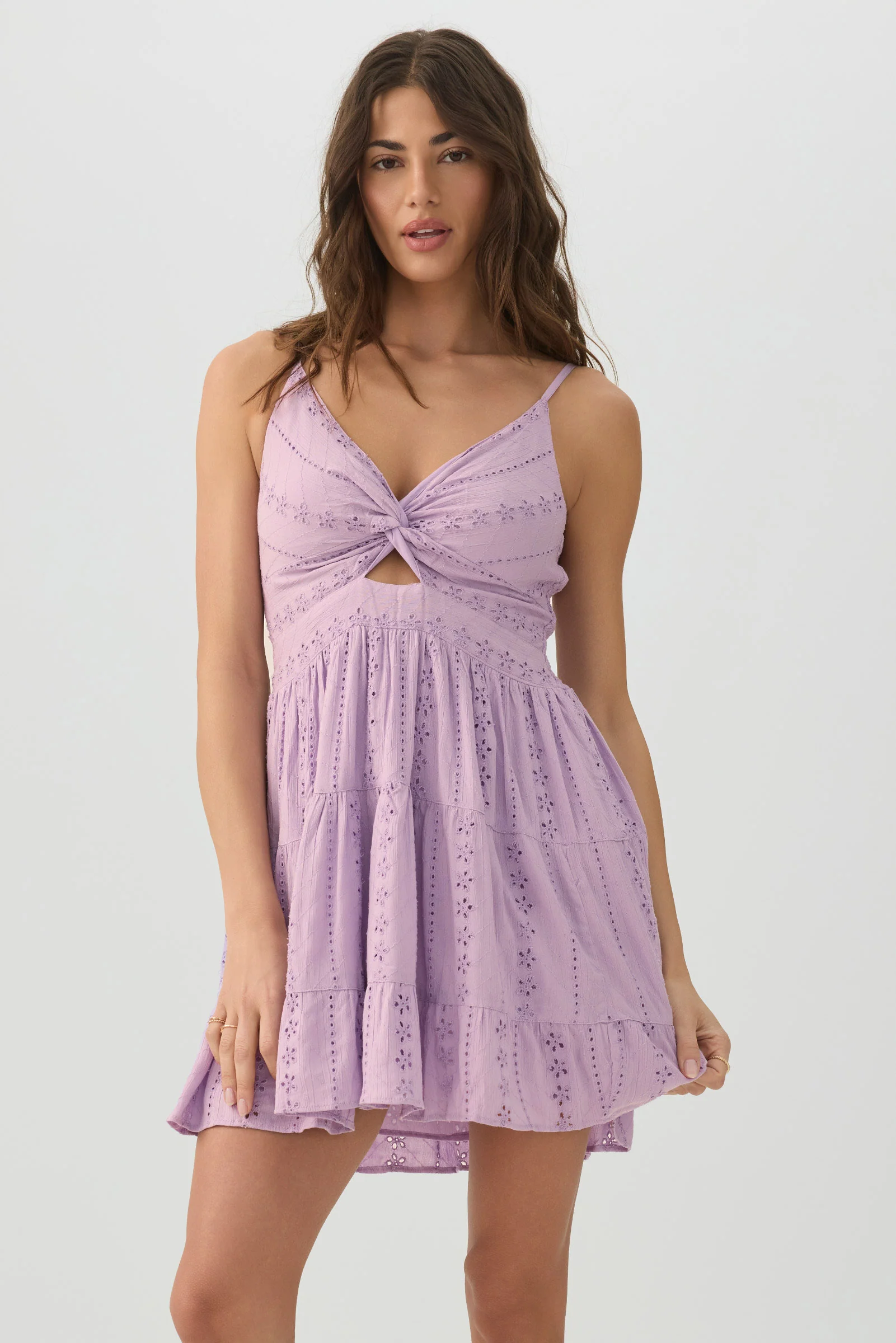 Twist Front Eyelet Mini Dress - Image 2