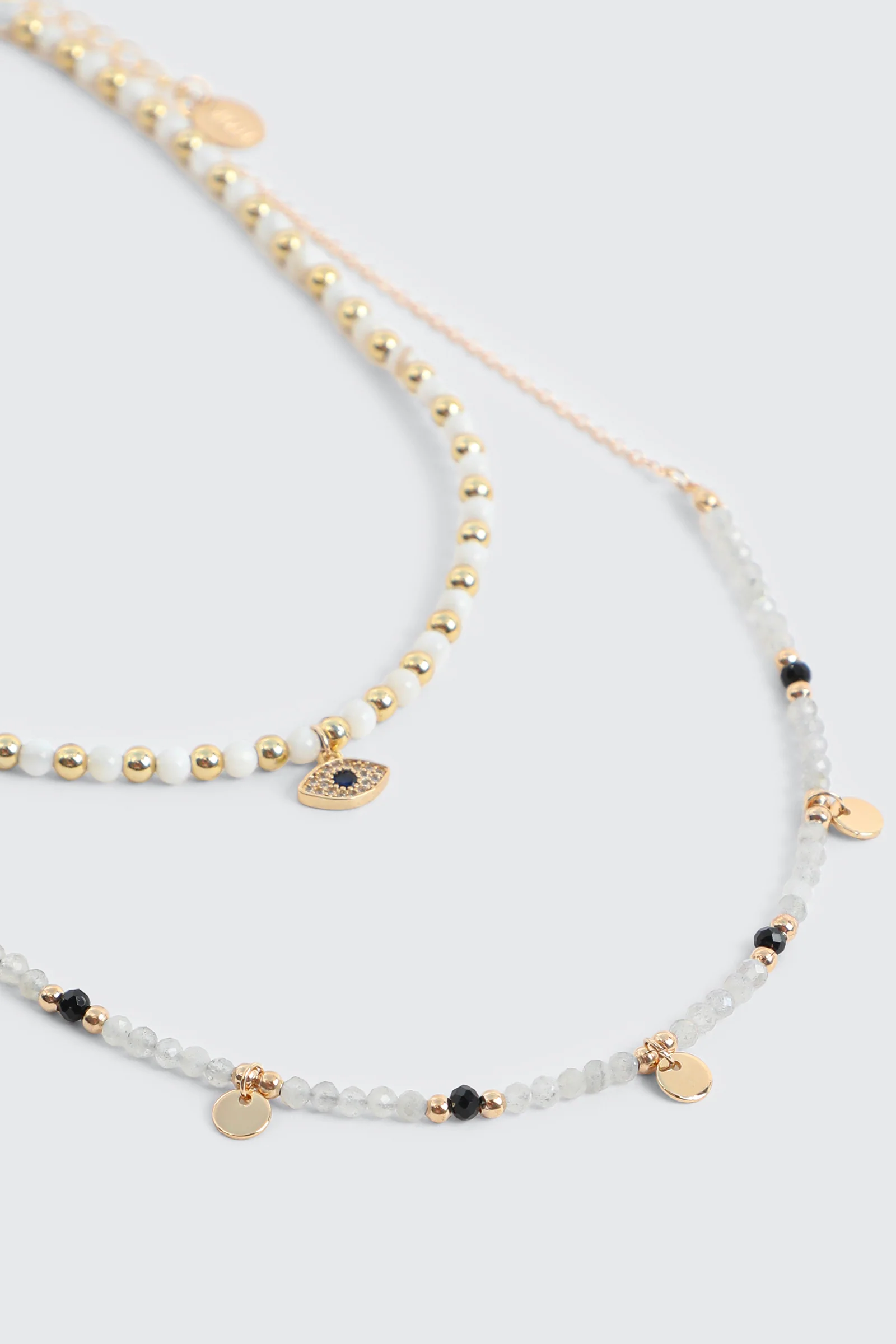 Two-Row Necklace with Eye Pendant - Image 2