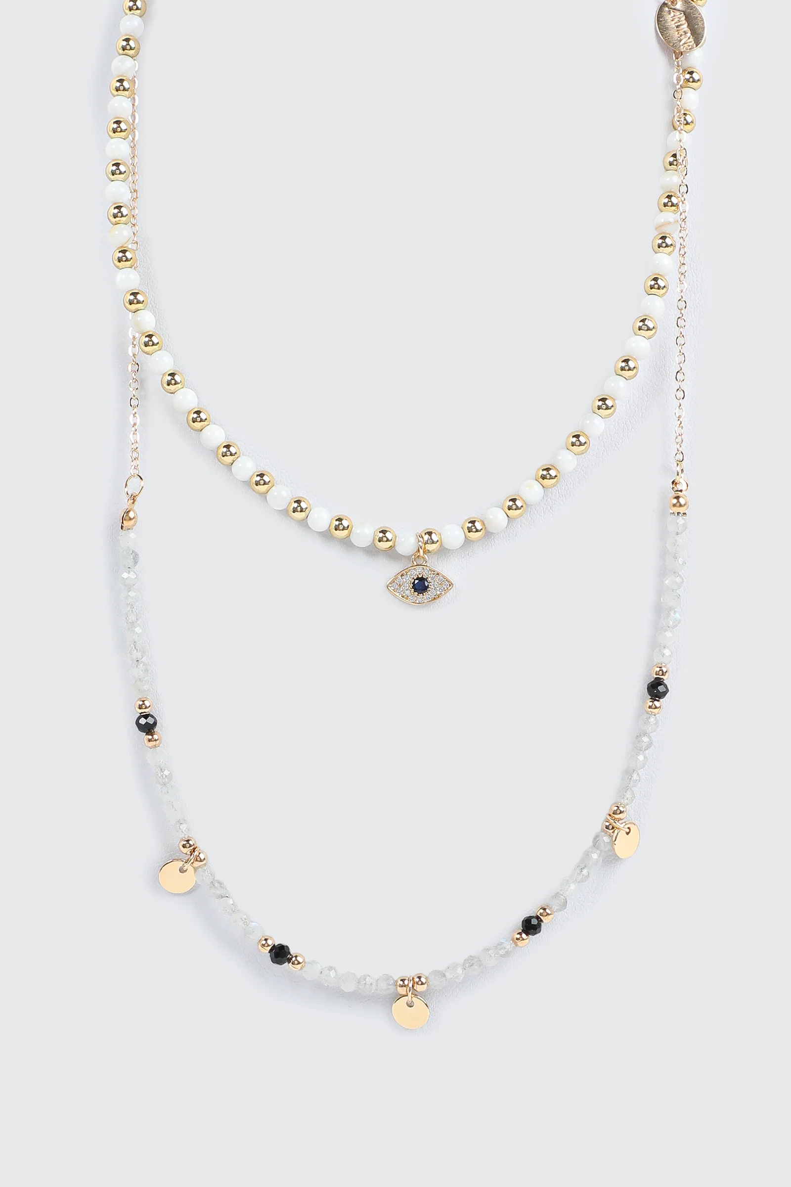Two-Row Necklace with Eye Pendant - Image 3