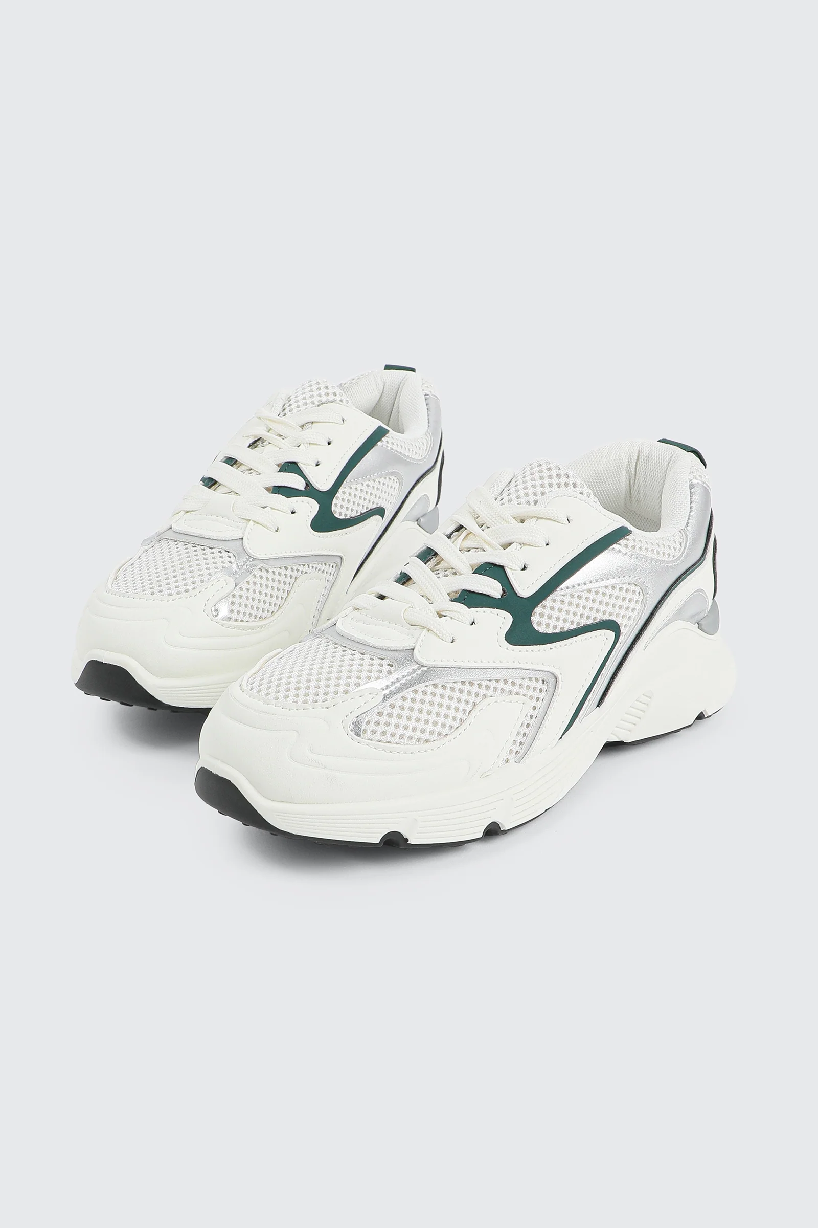 Two-Tone Sneakers with Silver Details - Image 2