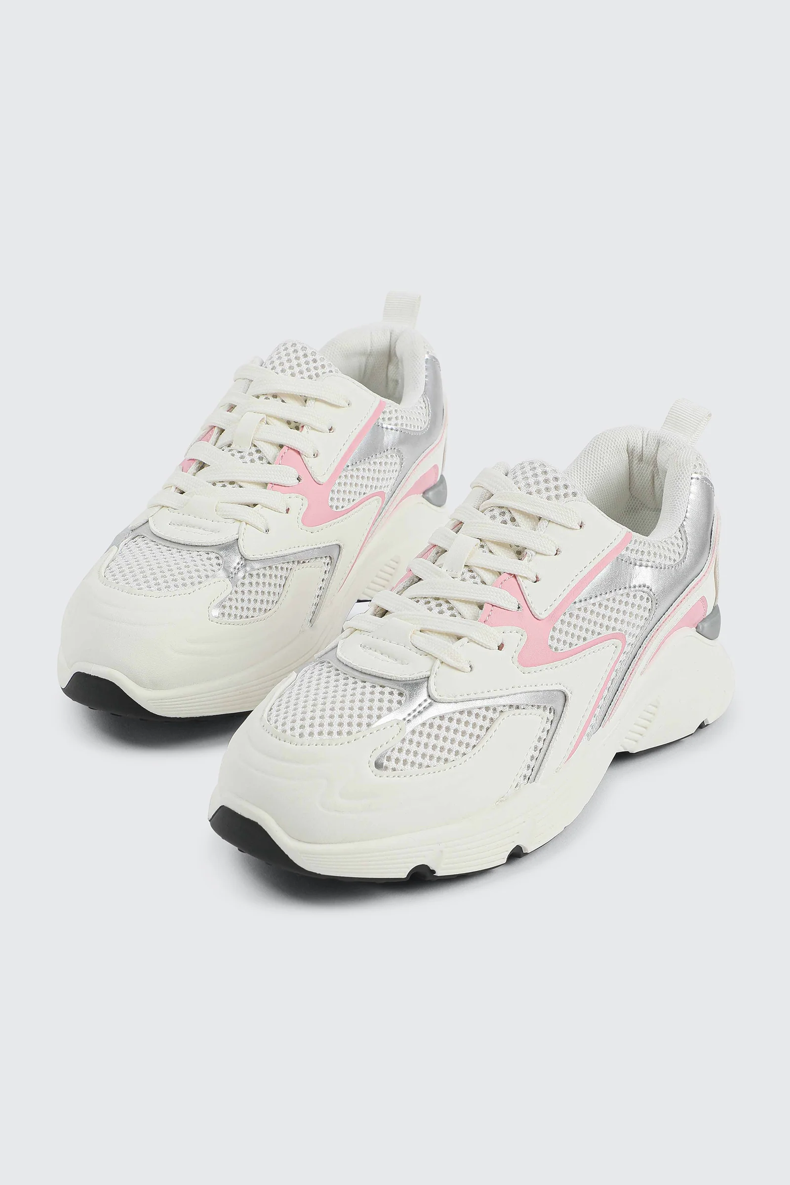 Two-Tone Sneakers with Silver Details - Image 2