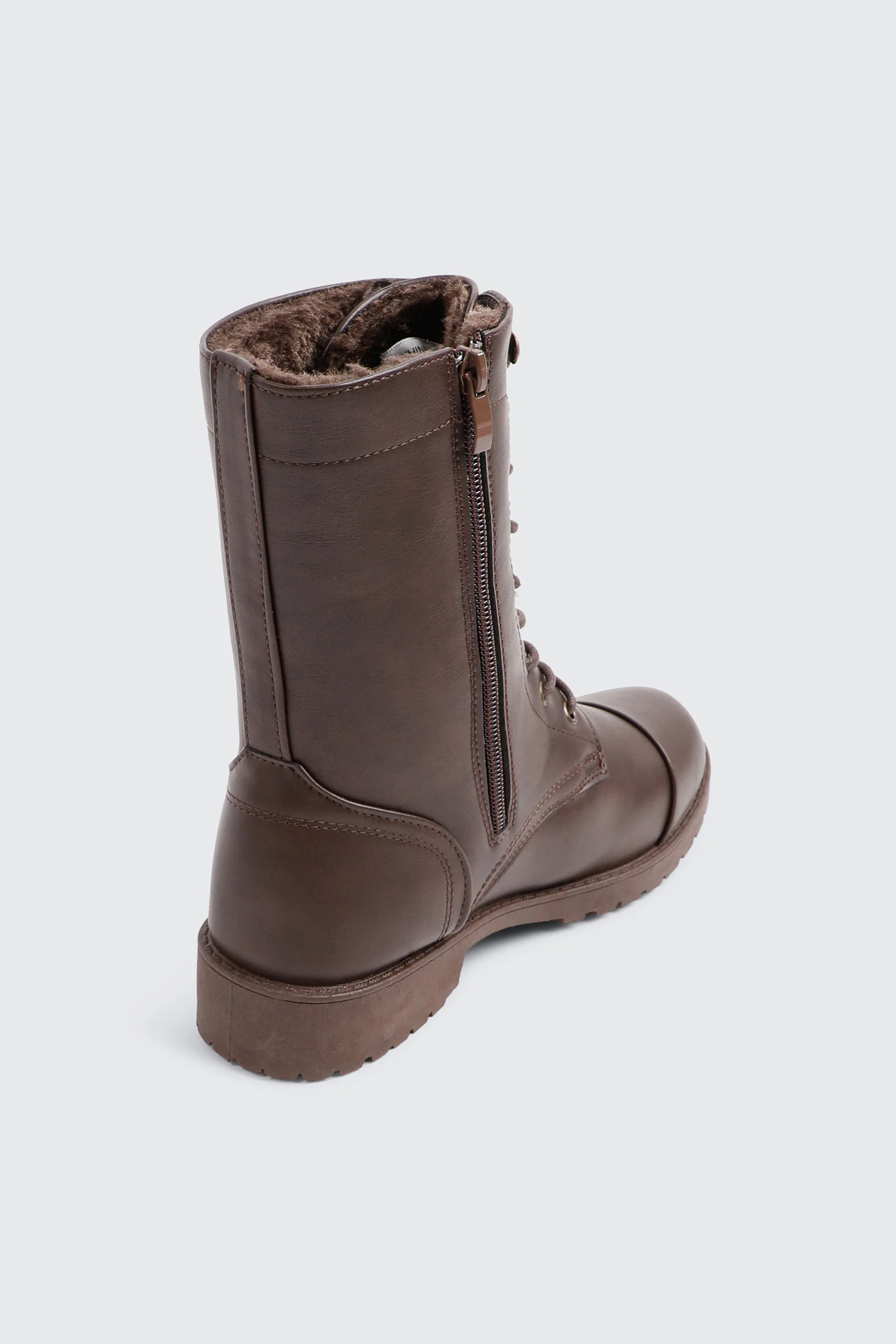 Warm Lined Faux Leather Boots - Image 3