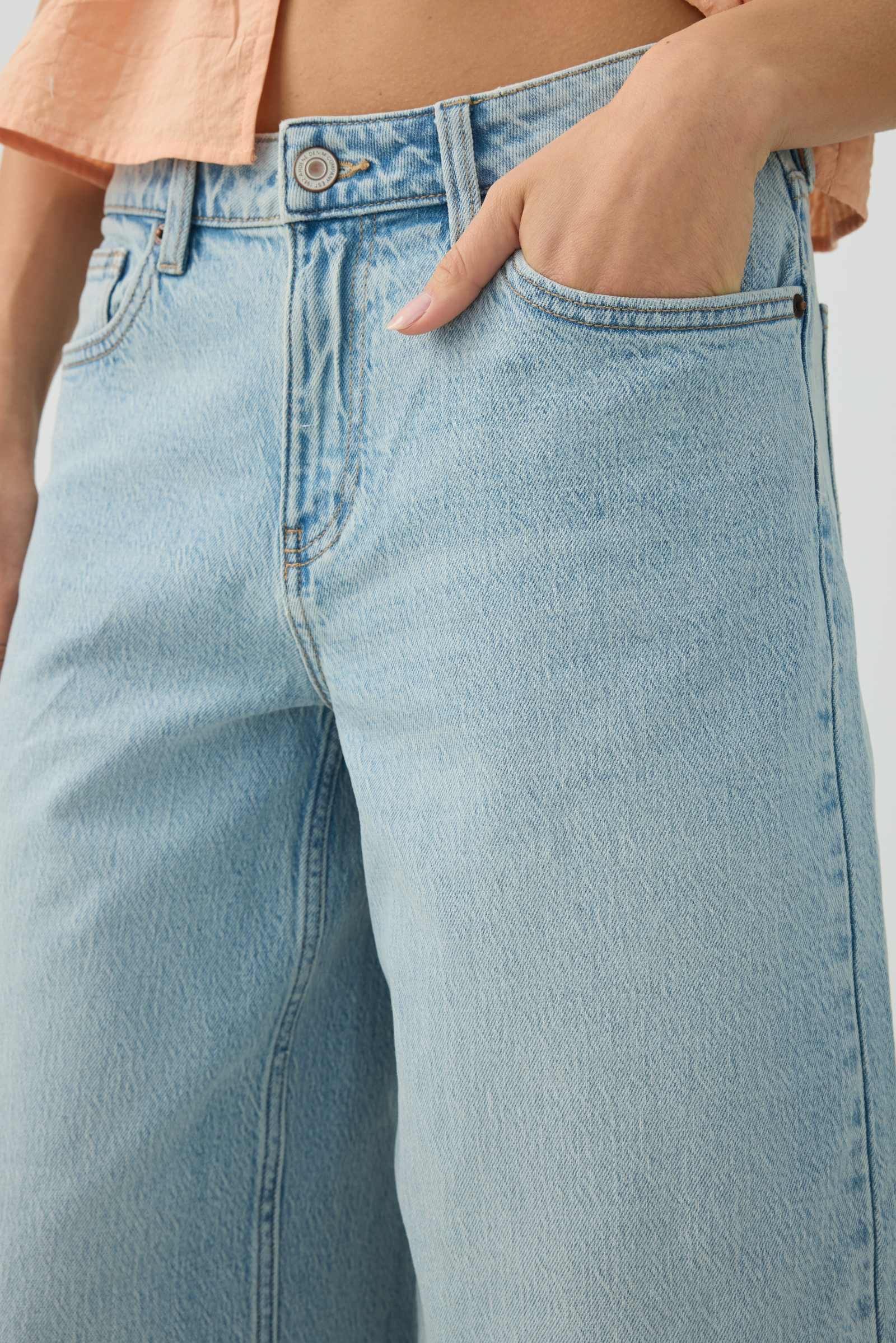 Denim Mid Rise Culottes - Image 3