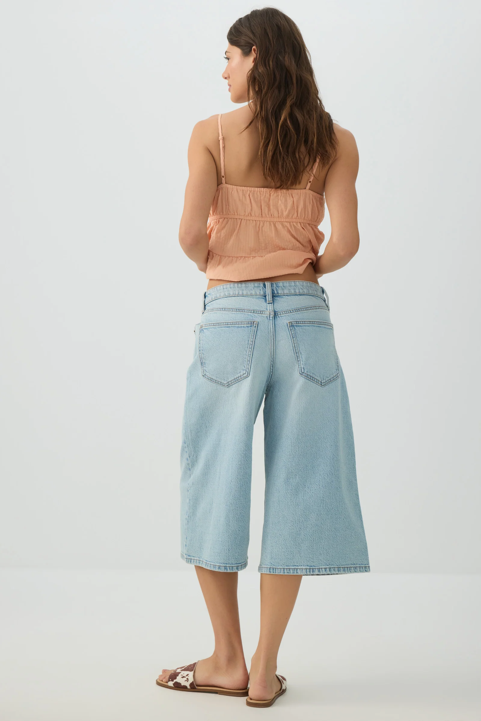 Denim Mid Rise Culottes - Image 4
