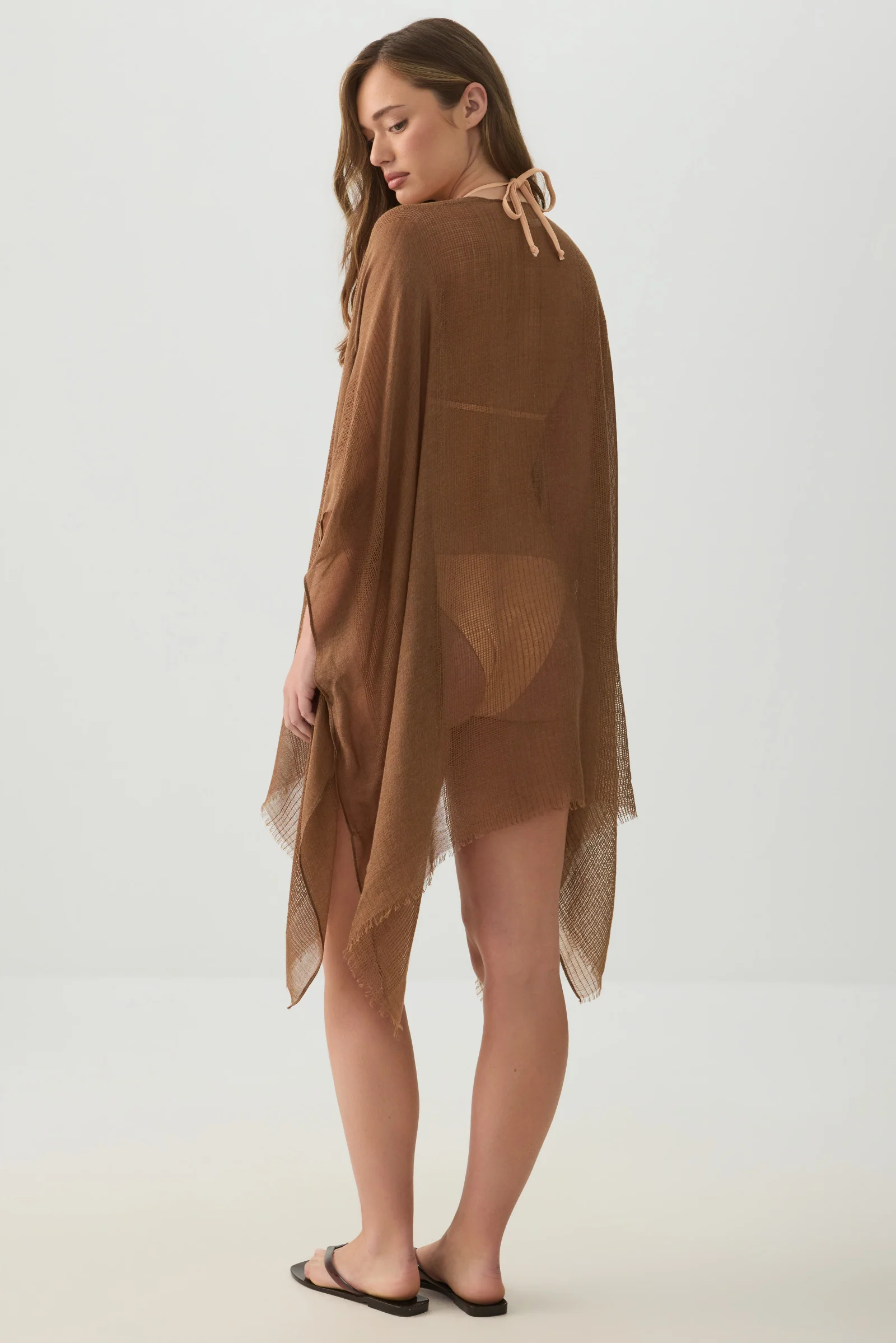 Woven Light Cover Up with Mesh Detail - Image 4