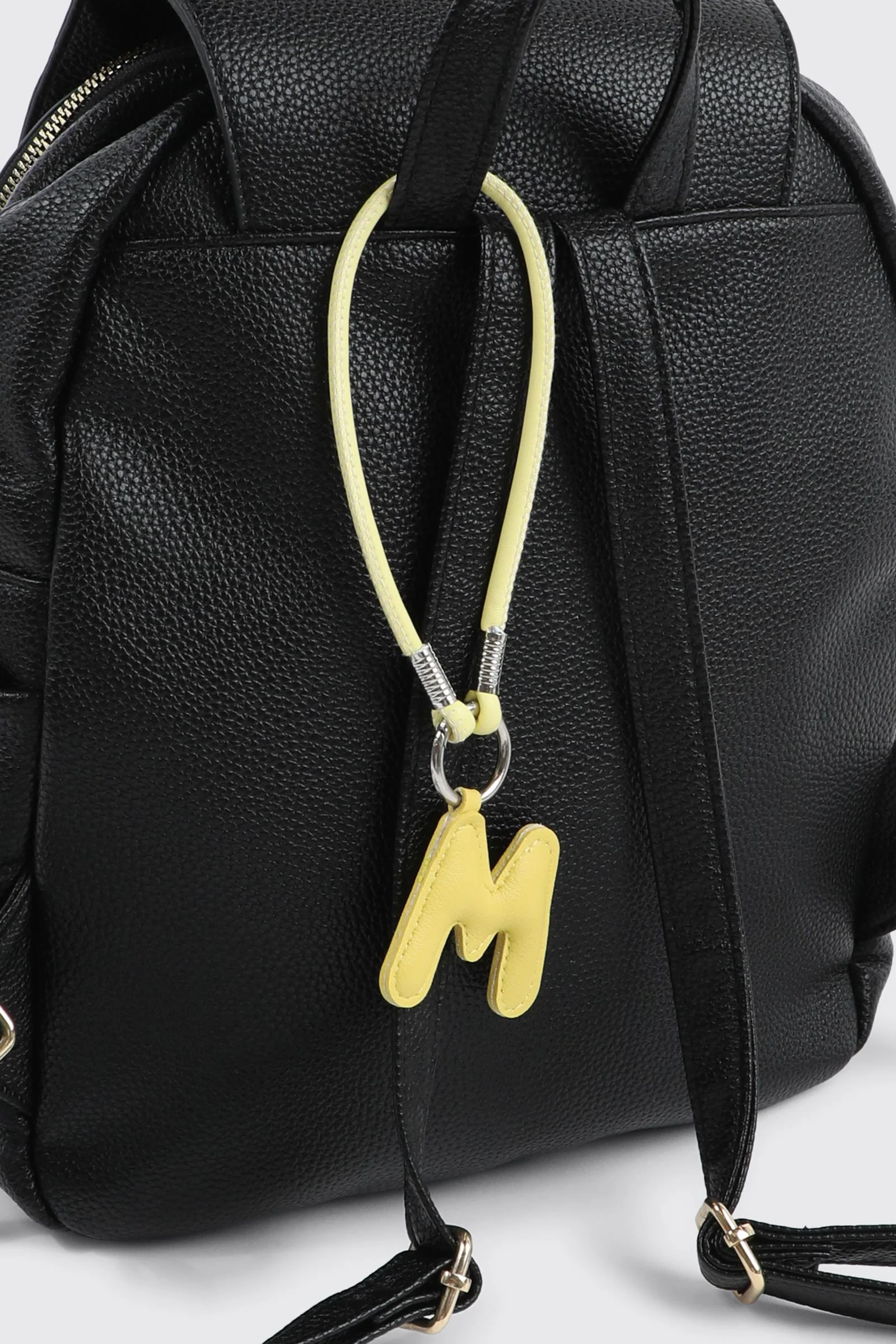 Yellow Initial M Faux Leather Charm with Wristlet - Image 4
